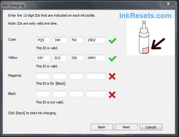 Epson Ink Reset ID Codes for L100, L200, L800 printers. PP-100 reset ...